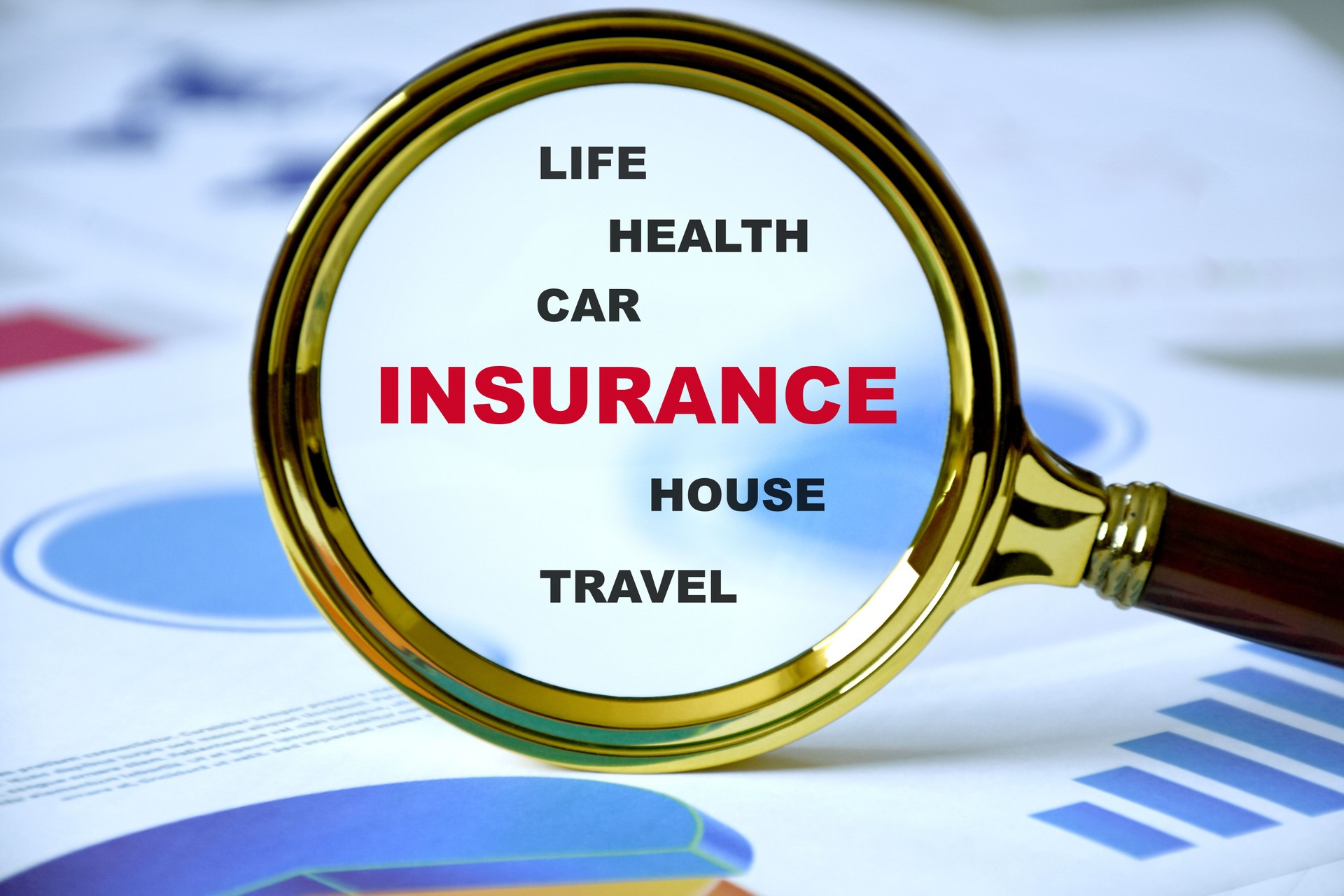 Insurance Concept. Car, house, life, health, travel insurance